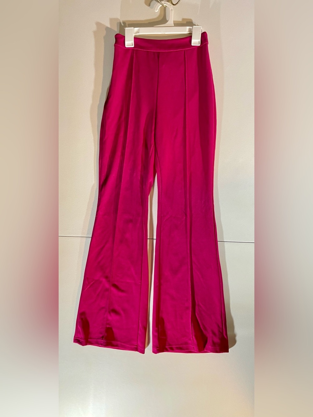 SHEIN SXY Hot Pink Satin High Waisted Wide Leg Pants NWT XS
